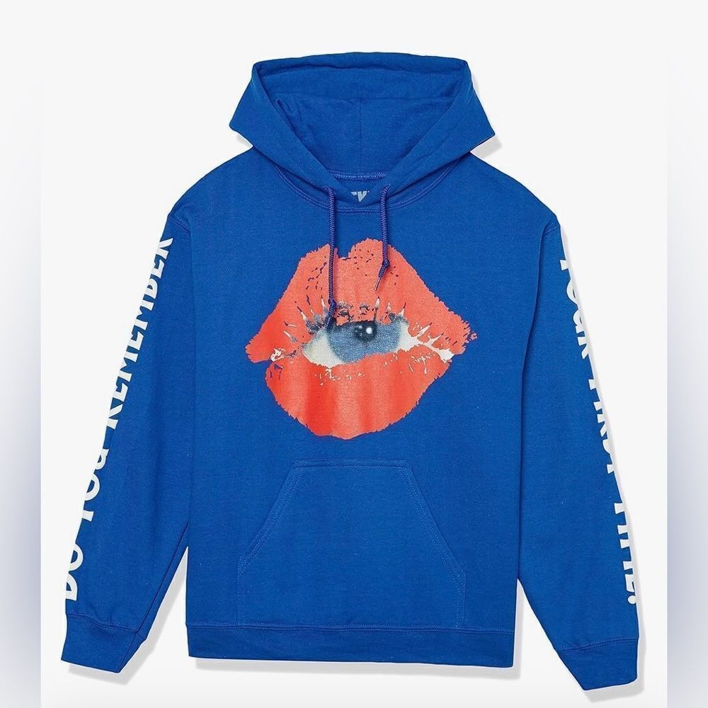 Kid Laroi Blue Lips Hoodie with Puff Print